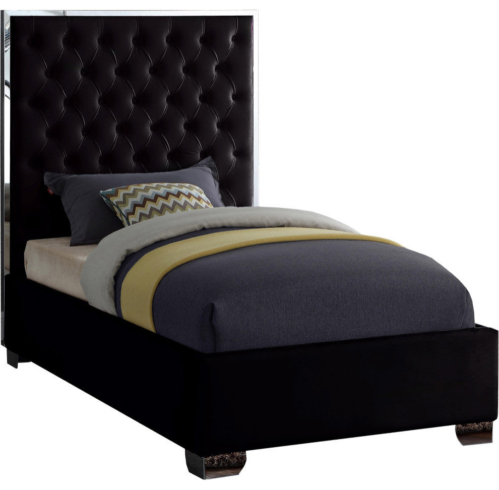 Lexi Velvet Bed, Black, Twin
