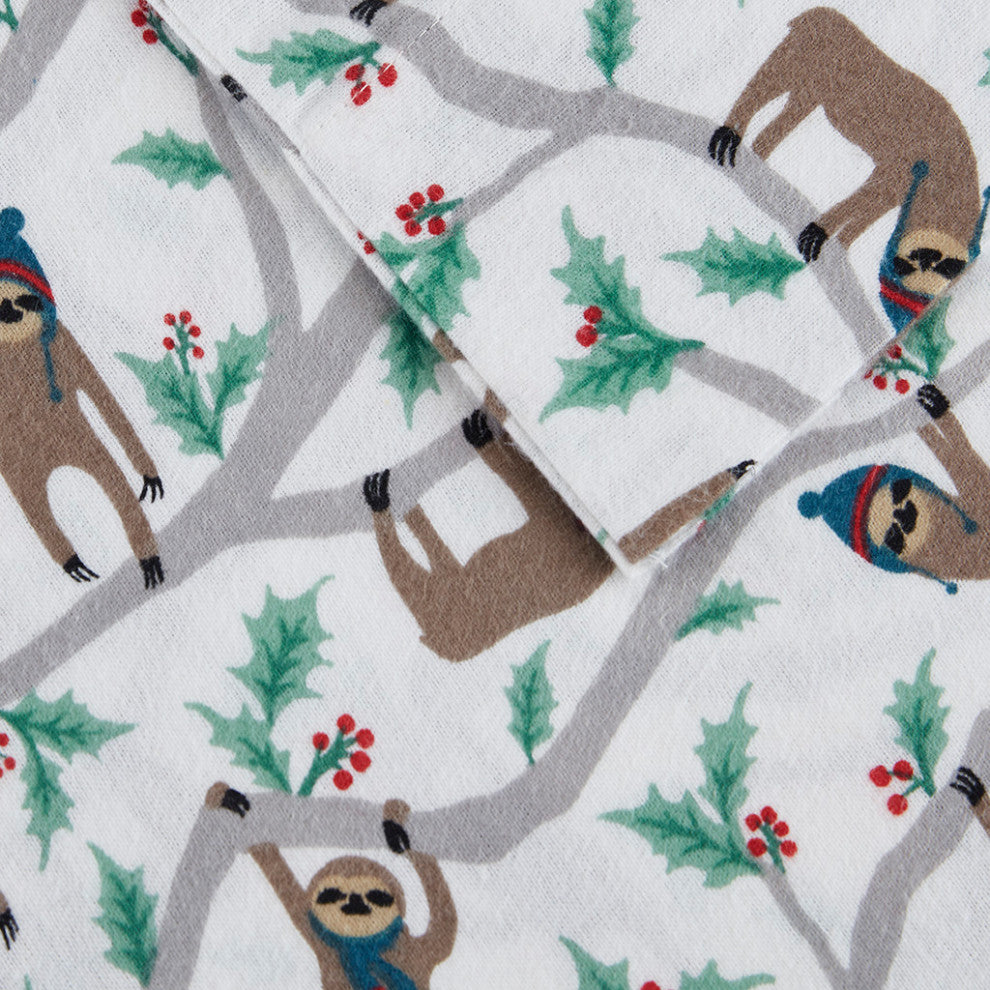 True North by Sleep Philosophy Cotton Flannel Kids Sheet Set, Sloths
