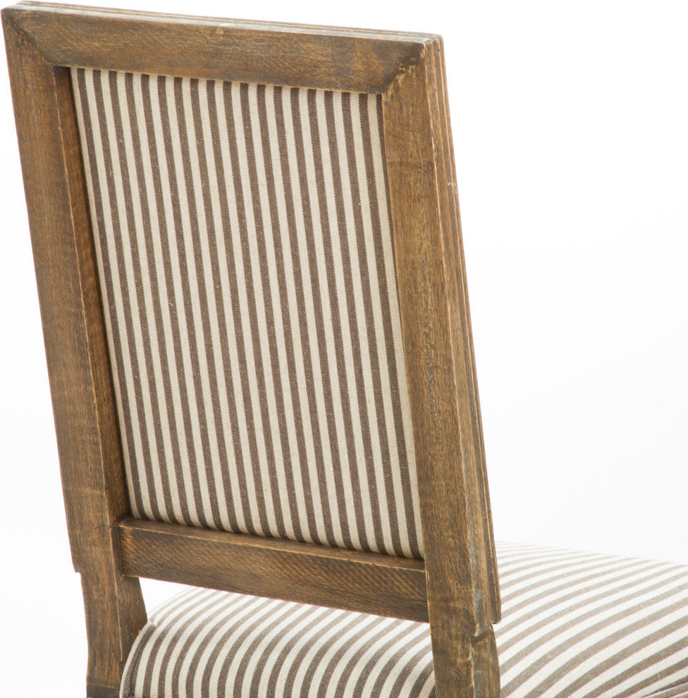 GDF Studio Martin Weathered Stripe Dining Chairs, Dark Coffee, Set of 2