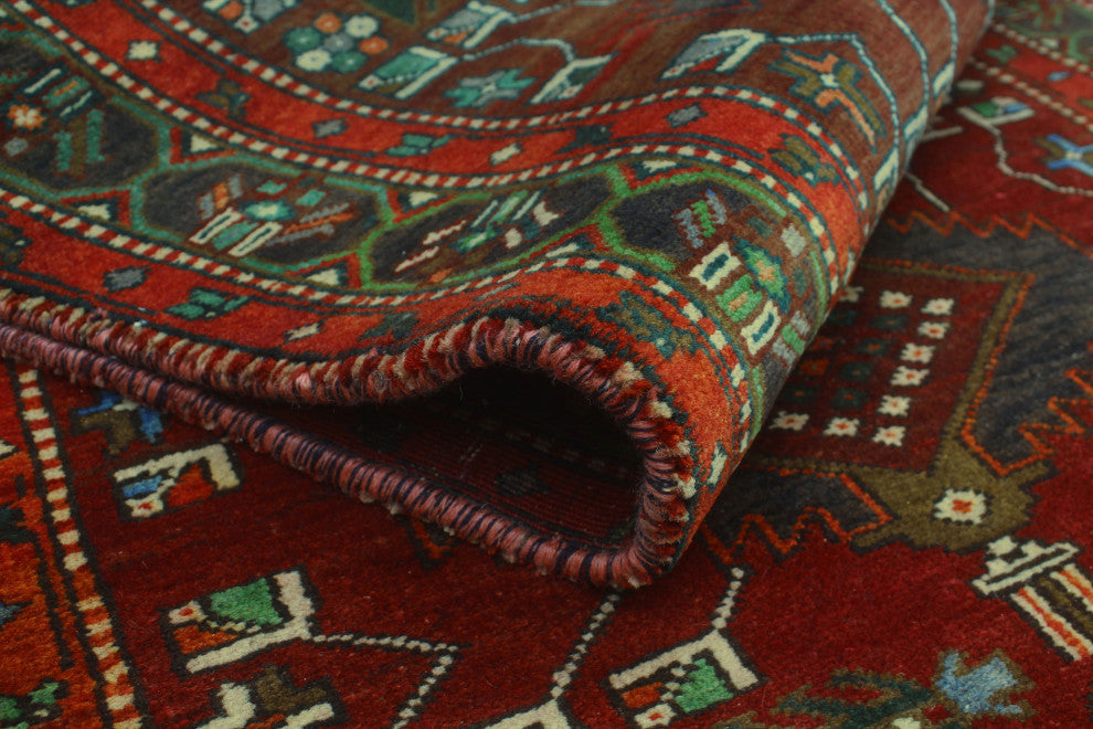 Fine Vintage Distressed Aria Red/Green Runner, 3'7x12'2