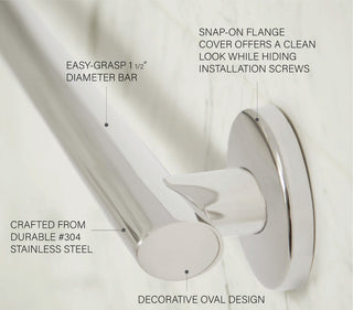 Coronado Oval Designer Shower Grab Bar, Polished, 36"
