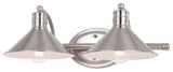Akron 2-Light Vanity, Satin Nickel and Matte White