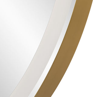 Crofton Lighted Round Mirror, Brass