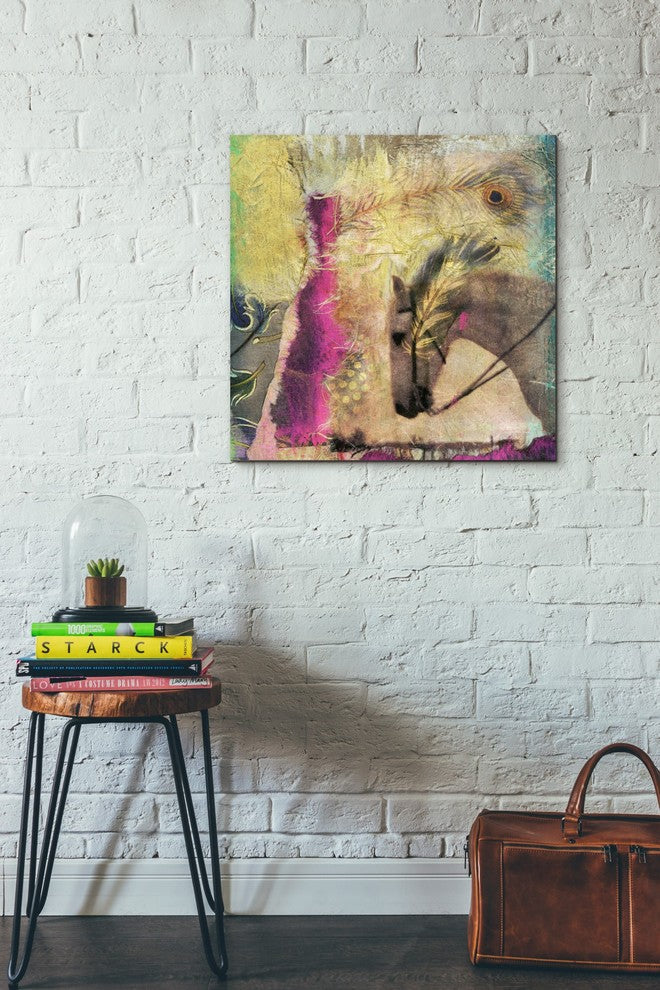 "White Horse" Giclee Canvas Wall Art, 26"x26"