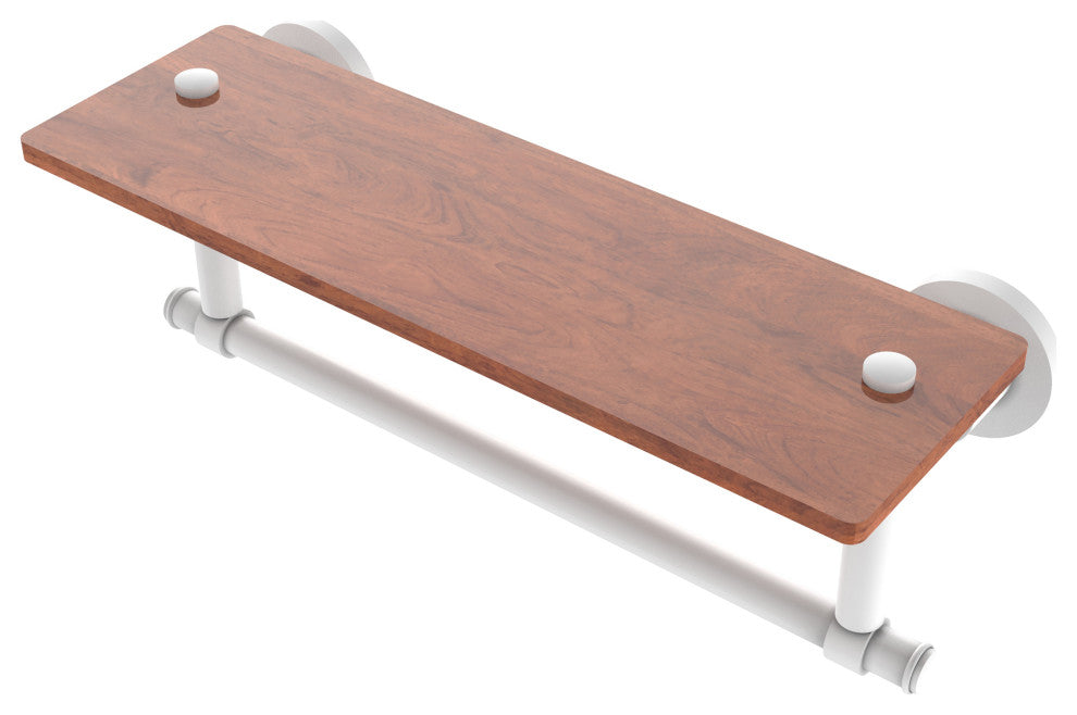 Washington Square 16" Solid Wood Shelf and Towel Bar, Matte White