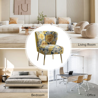 Accent Side Chair With Tufted Back, Yellow