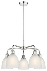 Castile 5-Light 24" Stem Chandelier, Polished Chrome Finish, White Shade