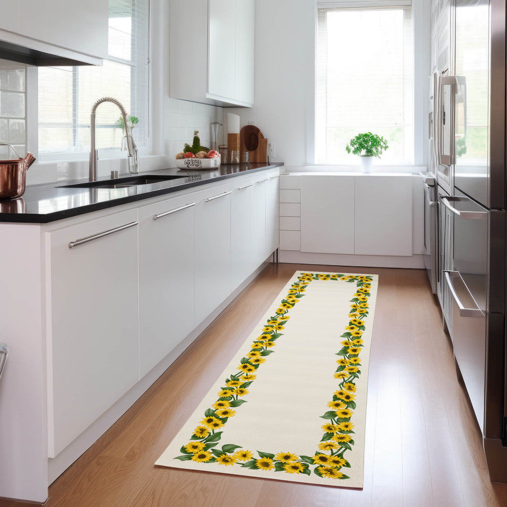 Indoor/Outdoor Kendall KE17 Beige Machine Washable 2'3" x 7'6" Runner Rug