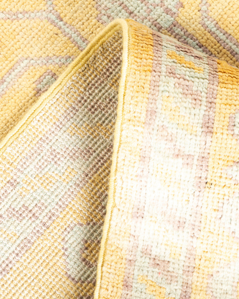 Eclectic, One-of-a-Kind Hand-Knotted Area Rug Yellow, 3'6"x9'0"