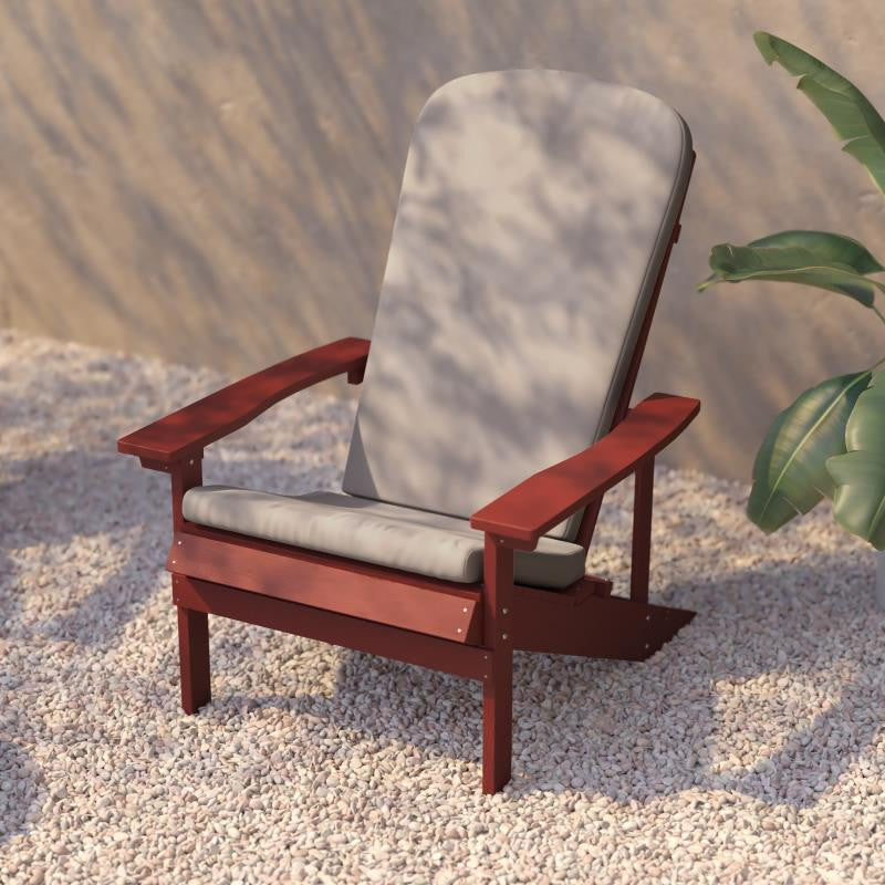 Charlestown Set of 2 Adirondack Chairs with Cushions, Red/Cream