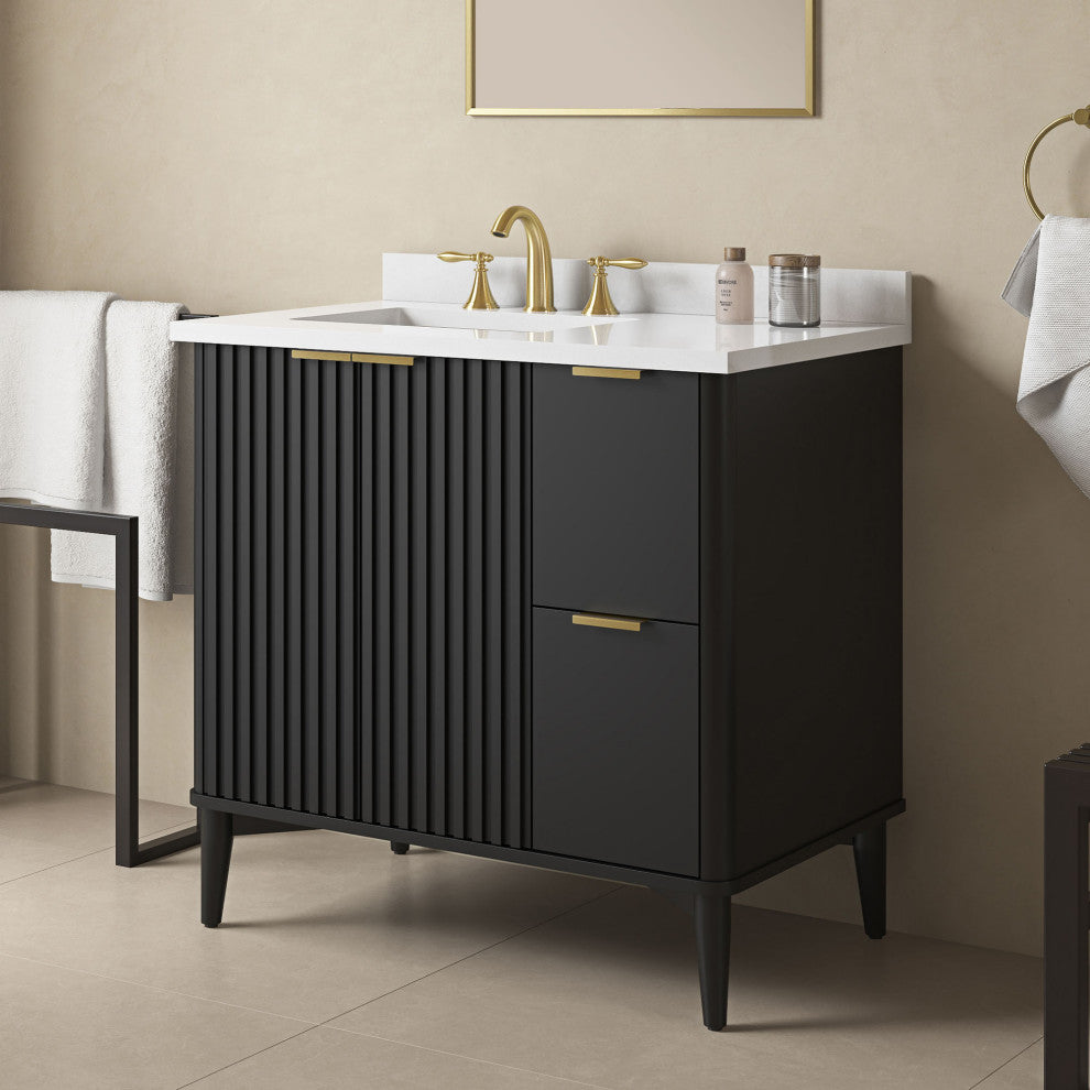 OVE Decors Gabi Single Sink Bathroom Vanity, Onyx Black, 36", Single Sink