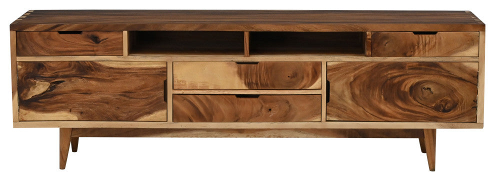 Marsonia Live Edge Suar Wood Media Center/Buffet With 2 Doors/4 Drawers