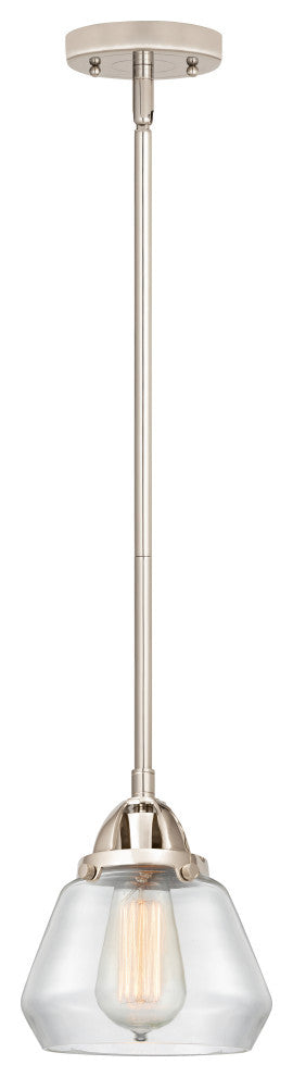 Fulton Mini Pendant, Polished Nickel, Clear, Clear