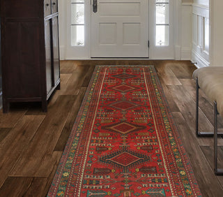 Fine Vintage Distressed Nell Rust/Charcoal Runner, 3'11x10'6