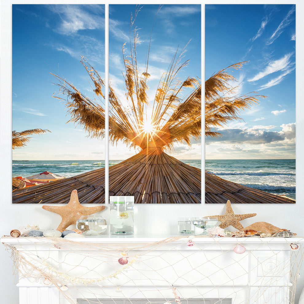 "Vivid Sunrise on Sandy Beach" Canvas Wall Art, 3 Panels, 36"x28"