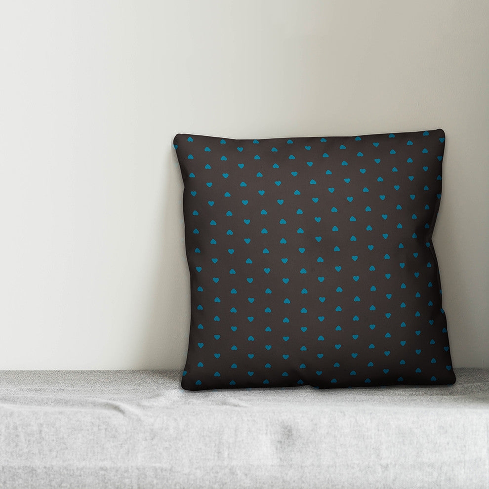 Tiny Hearts Pattern, Blue and Gray Throw Pillow, 20"x20"