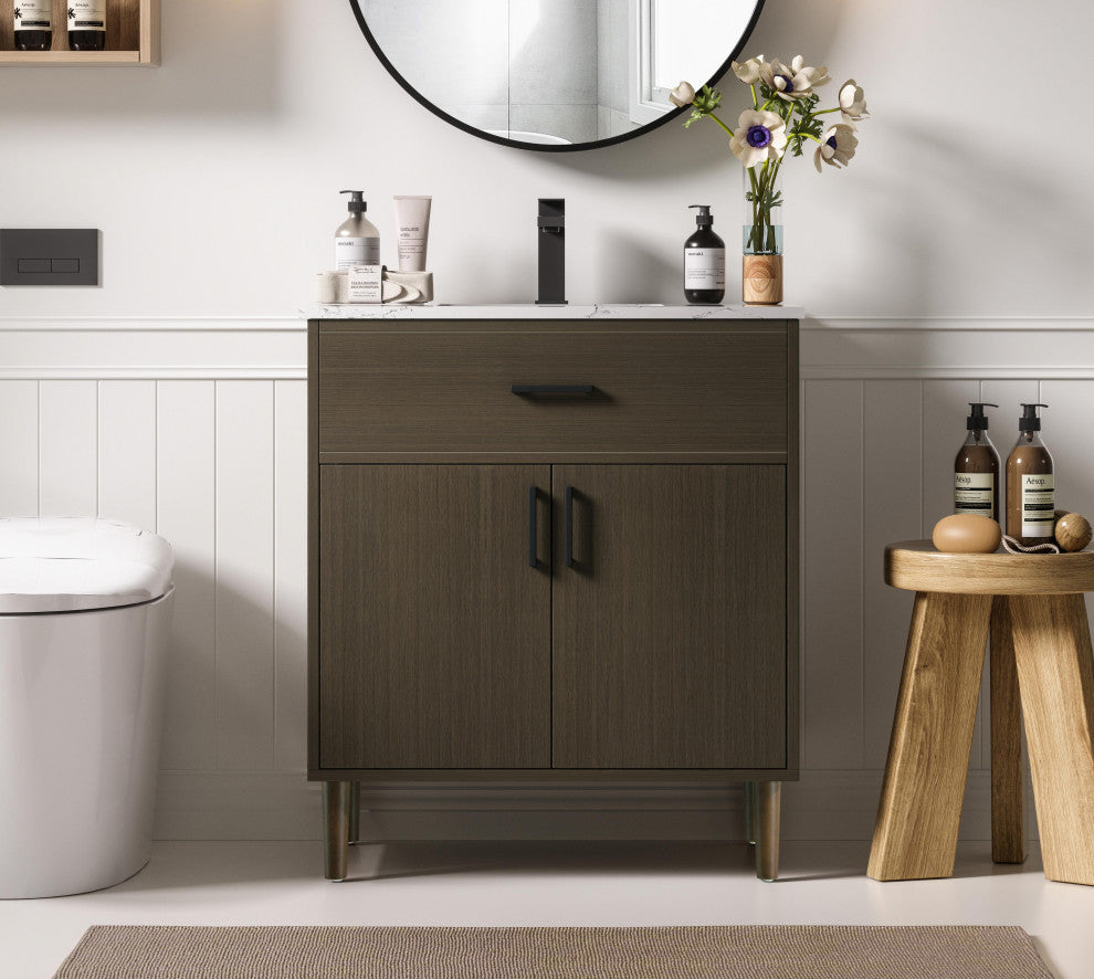 Home Living 30" Single Bathroom Vanity, Mocha Brown