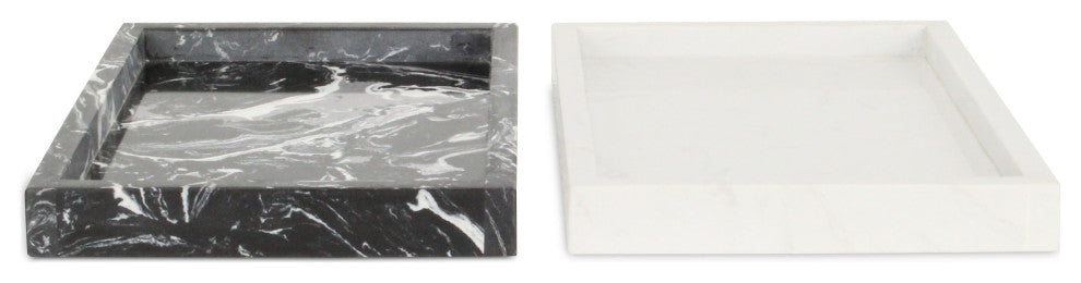 Sarrasseau White Natural Marble Tray With Raised Rim