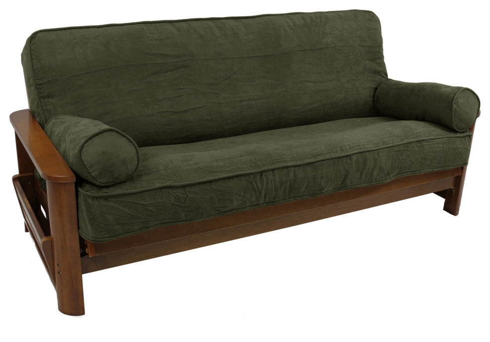 Solid Microsuede Full Futon Cover Set, Hunter Green