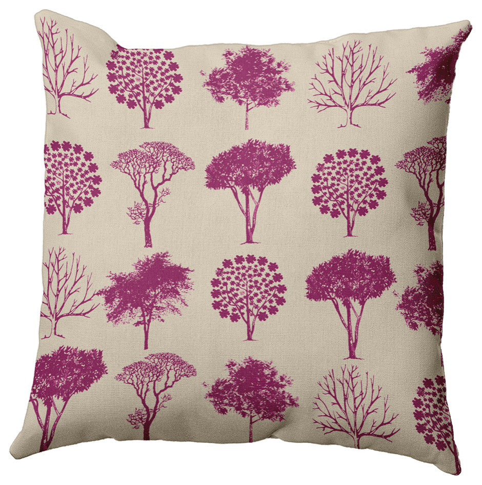 26" x 26" Field of Trees Decorative Throw Pillow, Dusty Rose