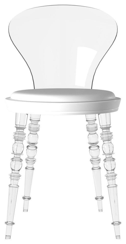 Clear Dining Chair Lightweight and Durable Polycarbonate, White