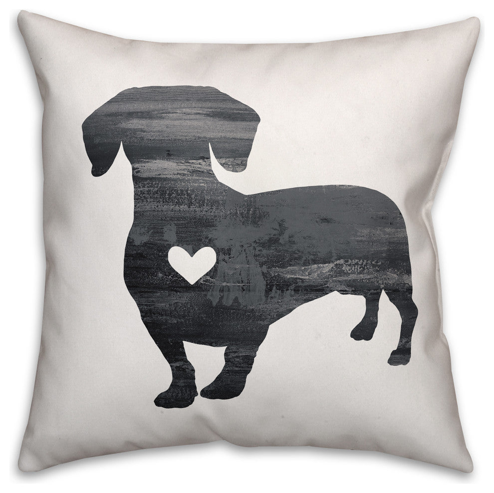 Gray Silhouette Dachshund 16x16 Spun Poly Pillow