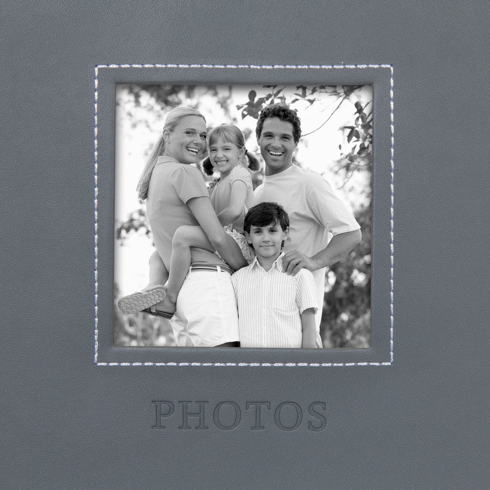 Debossed Faux Leather Photo Album Set, Gray 200 Photos
