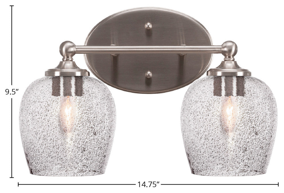 Capri 2-Light Bath Bar, Brushed Nickel/Smoke Bubble