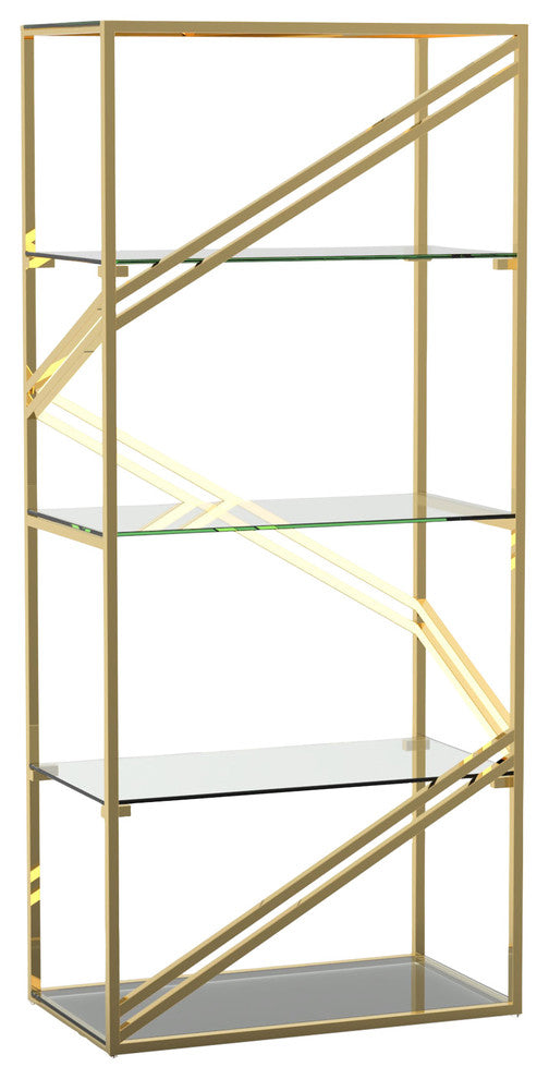 Gold Stainless Steel Frame Geometric LED Light Shelf