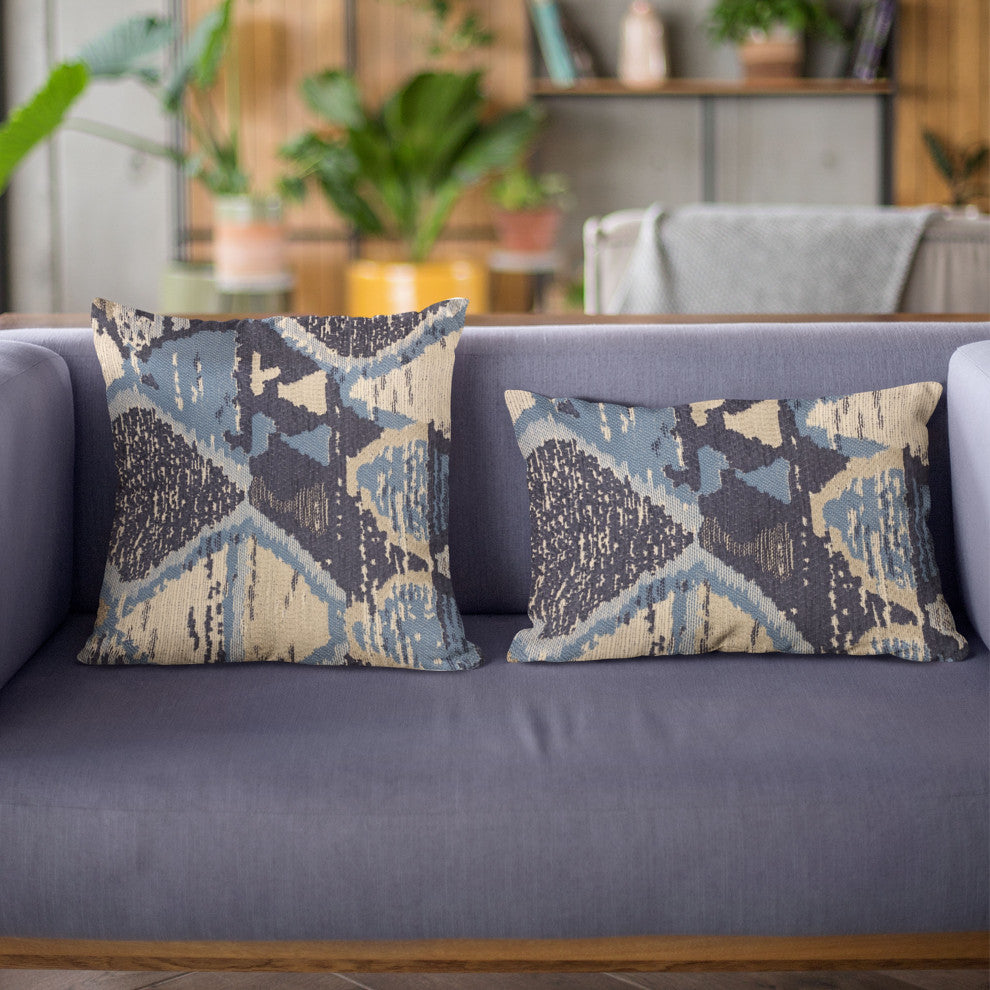 Plutus Blue Hidden Seas Abstract Luxury Throw Pillow, 18"x18"