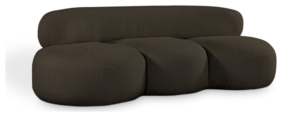 Venti Black Boucle Fabric Upholstered Set, Brown, Sofa