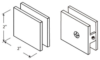 Square Wall Mount Glass Clamp, Polished Chrome