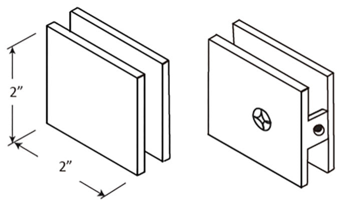 Square Wall Mount Glass Clamp, Polished Chrome
