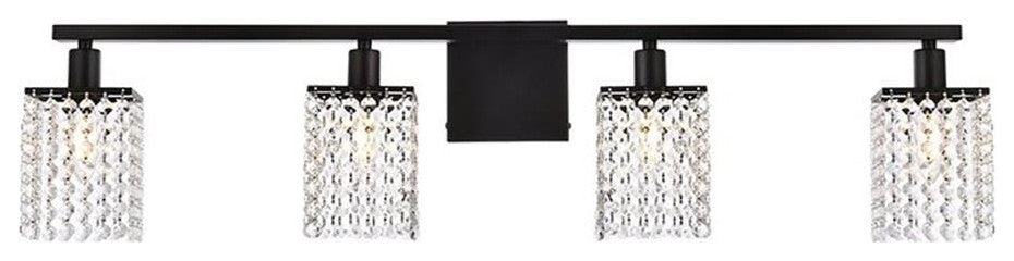 Living District Phineas 4-Light Metal Bath Sconce in Black and Clear