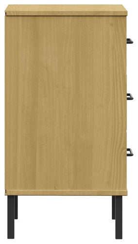 vidaXL Nightstand Bedside Cabinet with 3 Drawers Brown Solid Wood Pine OSLO