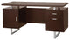 Benzara BM163908 Double Pedestal Office Desk With Metal Sled Legs, Brown