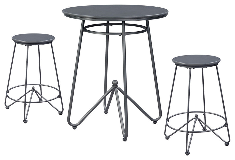 3-Piece Counter Height Dining Set, Gray Oak/Sandy Gray