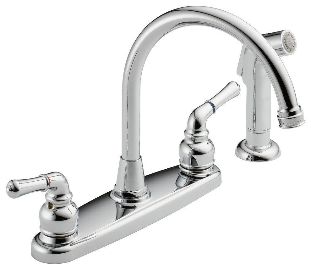 Hi-Arc 2-Handle Side Sprayer Kitchen Faucet, Polished Chrome