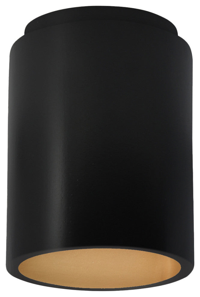 Radiance Cylinder Outdoor Flush-Mount, Carbon Matte Black, Champagne Gold, E26