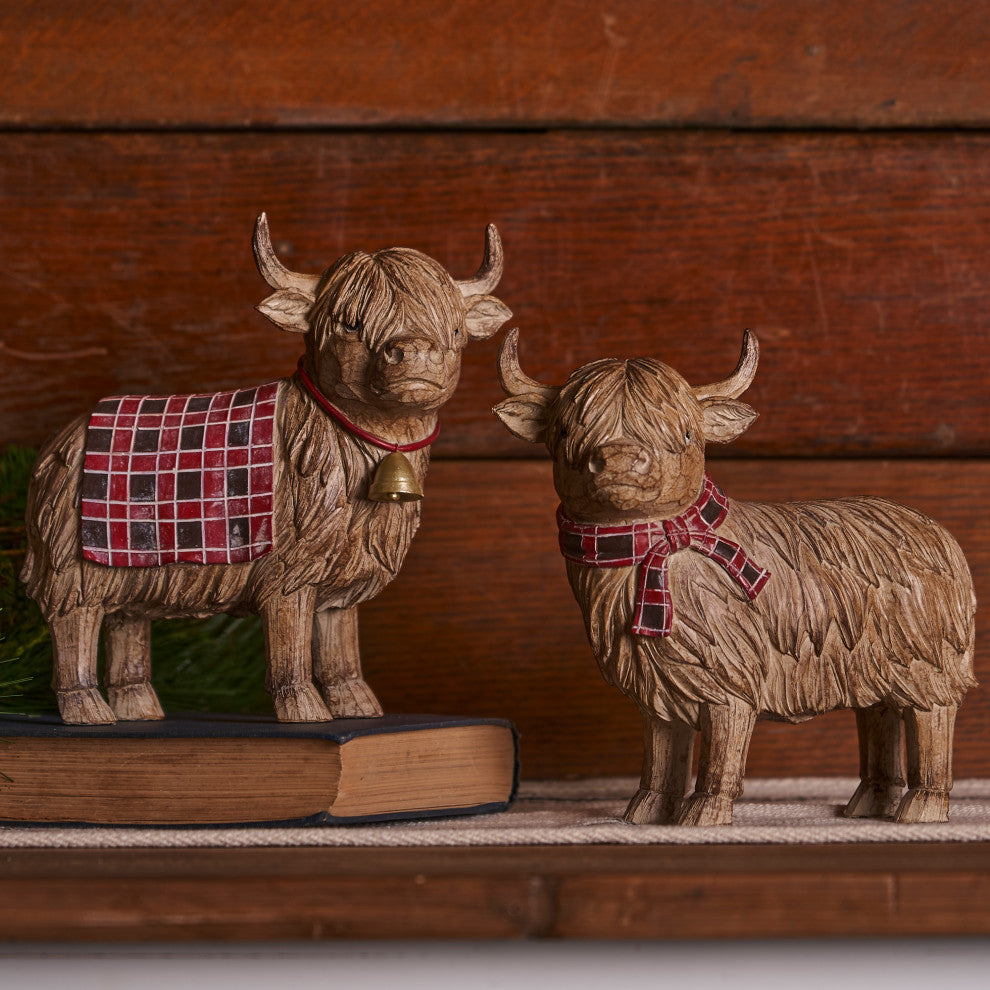 Highland Cow Winter Figurine, Set of 2