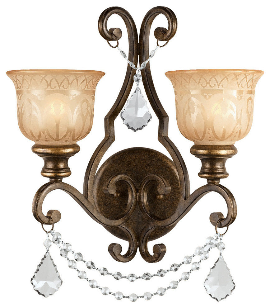 Crystorama 7502-BU-CL-MWP, 2-Light Wall Mount, Bronze Umber