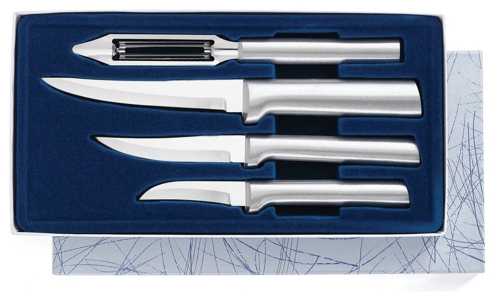 Meal Prep Paring Knife 4-Piece Set, Stainless Steel Blades, Aluminum Handles