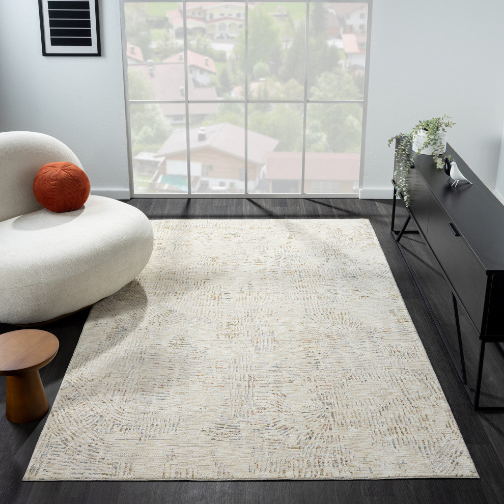 Brynn Light Gray/Ivory Minimal Abstract Indoor Area Rug, 2' x 3'
