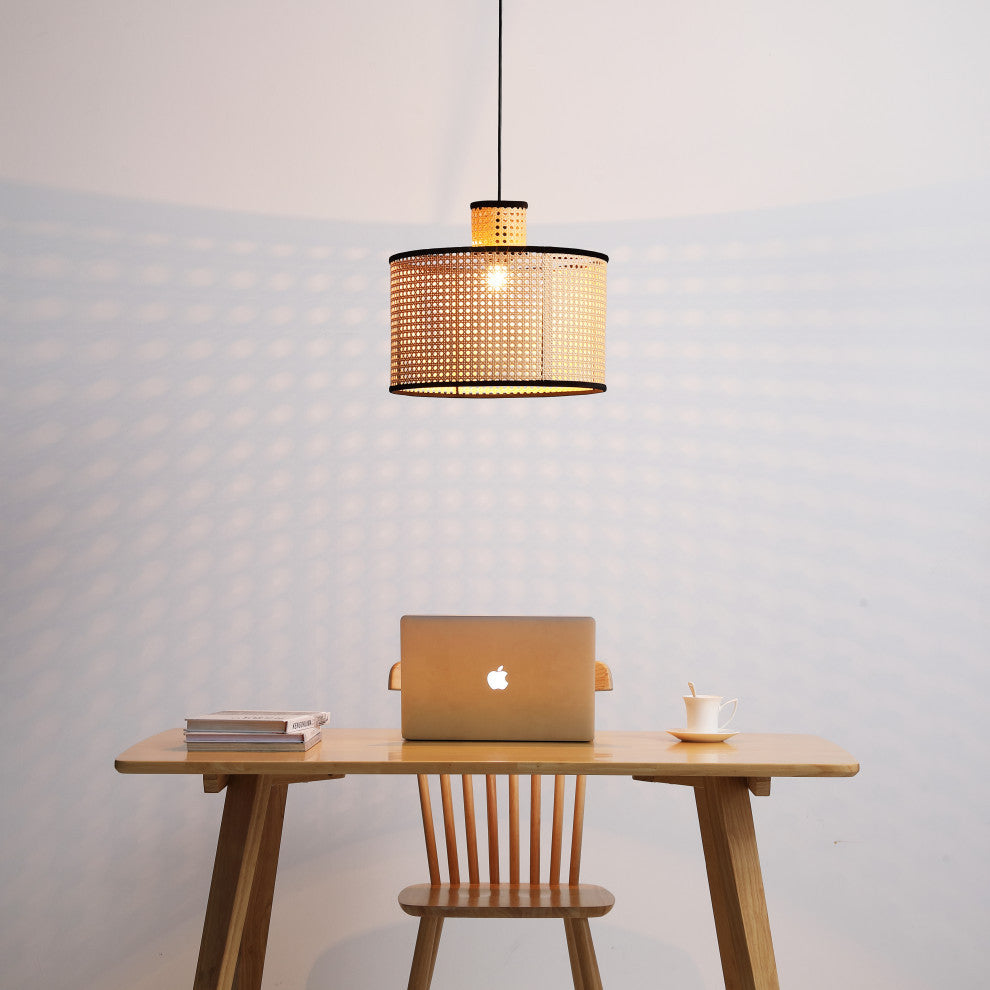 Vidalite Nakuv Rattan And Velvet Pendant Light, Large