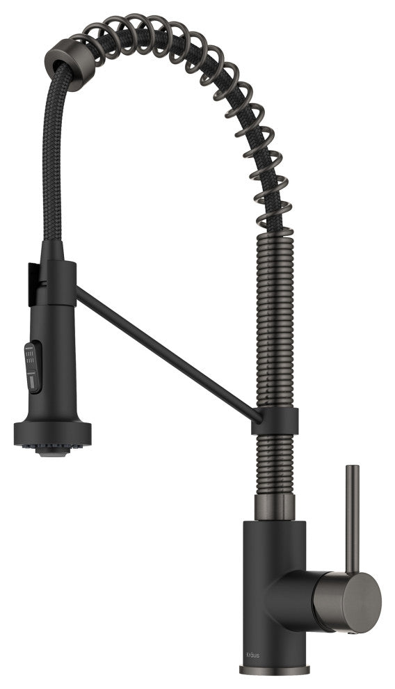 Bolden Commercial Style 2-Function Pull-Down 1-Handle 1-Hole Kitchen Faucet, Matte Black/ Stainless Black