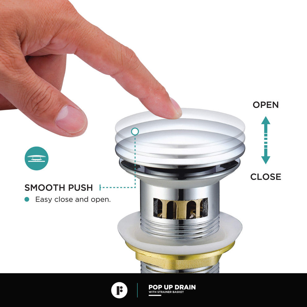 Pop Up Drain With Strainer Basket, Polished Chrome