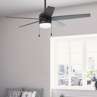 Hunter 52" Bardot Matte Black Ceiling Fan, LED Kit, Pull Chain