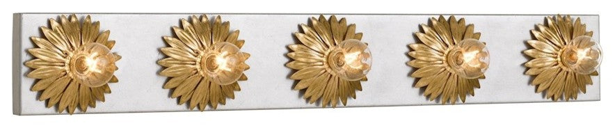 Crystorama Broche 5-Light Bathroom Vanity, Gold, Silver