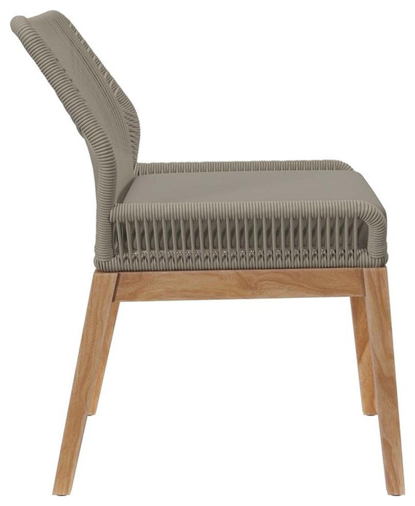 Modway Wellspring Outdoor Patio Teak Wood Dining Chair in Light Gray/Greige