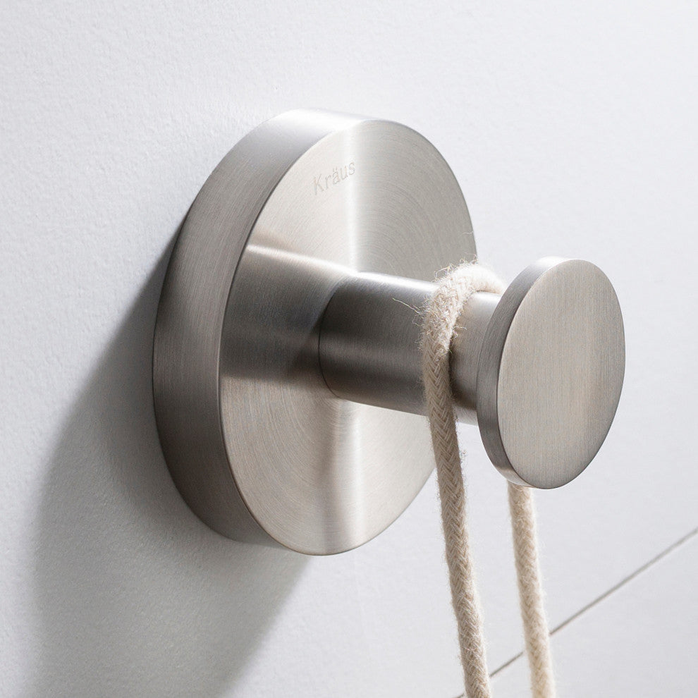 Elie Bathroom Robe and Towel Hook, Brushed Nickel